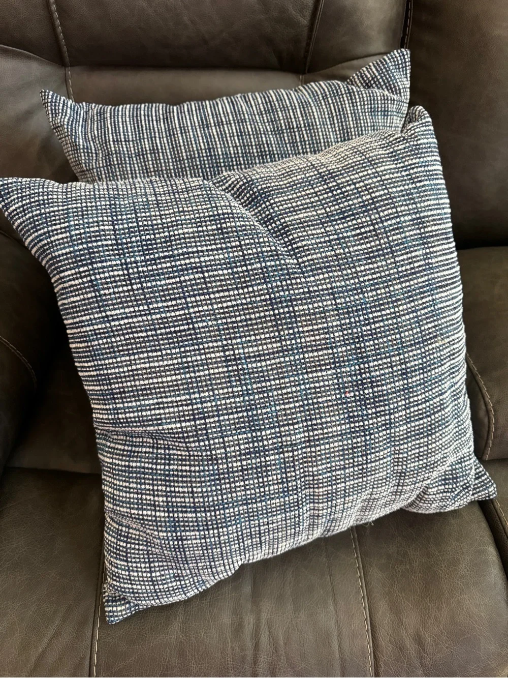 Textured Navy and White Throw Pillow - Set of 2